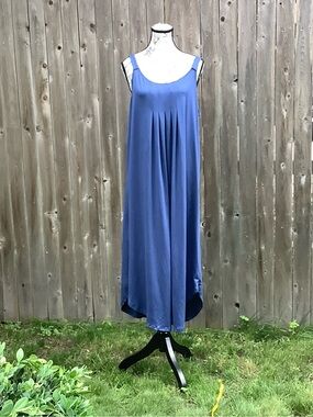 Blue Women's Slip Dress - Sleeveless Flowing Nightdress